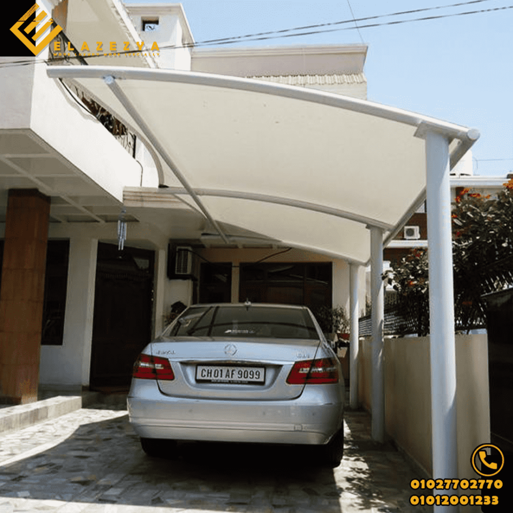 تندات قماش للسيارات مثبته علي اعمدة 1 تندات قماش للسيارات