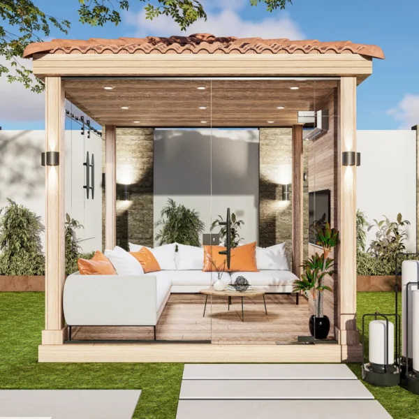 غرفة زجاج سكوريت 3 م * 3 م خشب تك