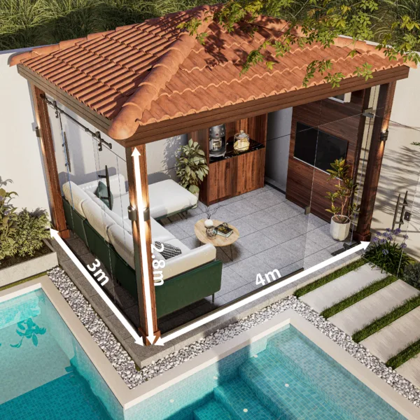 غرفة زجاجية مقاس 3 م * 4 م