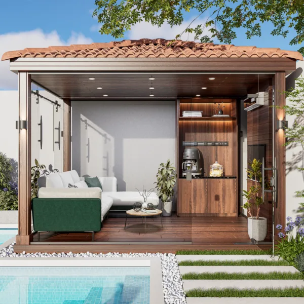 غرفة زجاجيه مقاس 3 م * 4 م بأرضية خشب