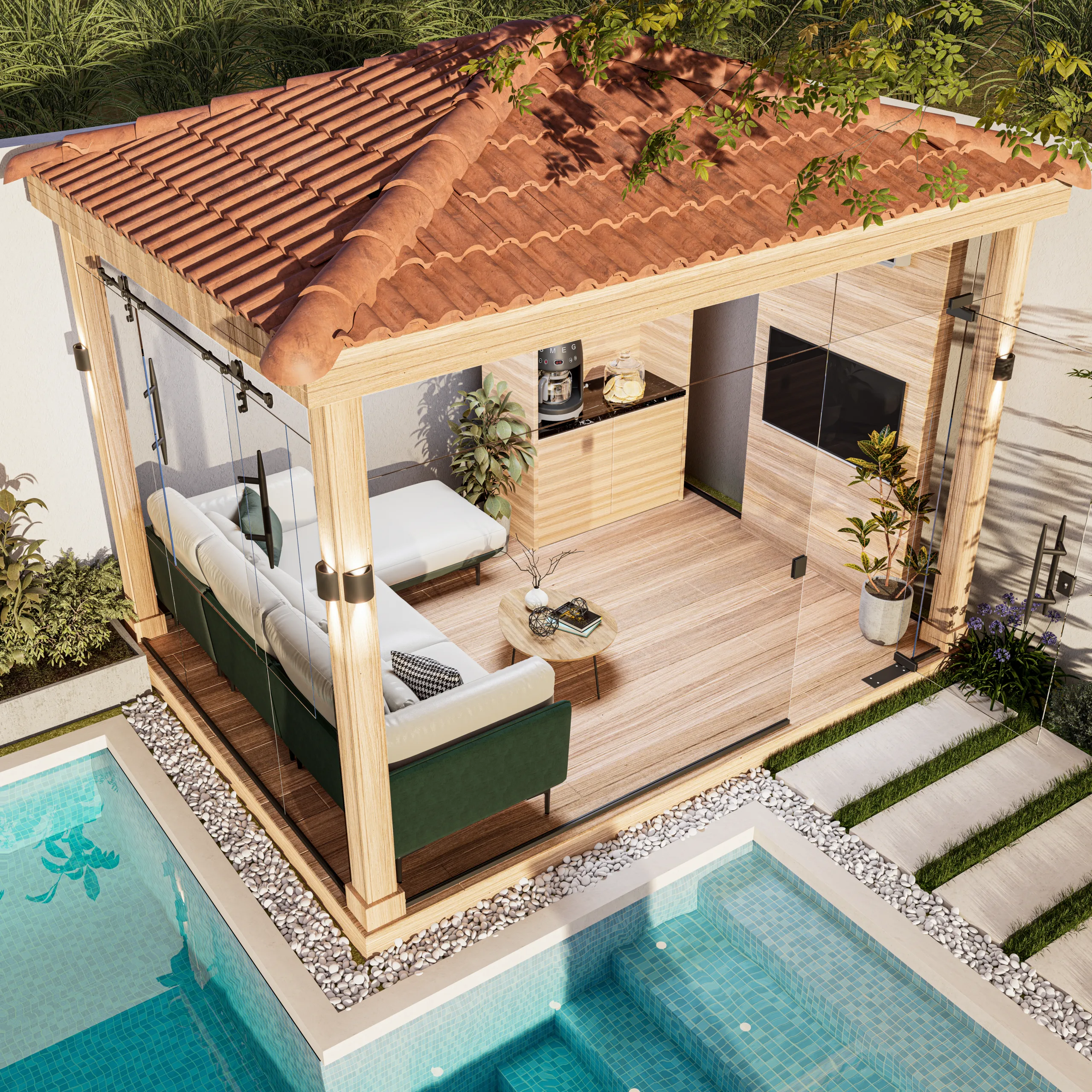 غرفة زجاجية خشب بيتش باين مقاس 3 م * 4 م 3 غرفة زجاجية خشب بيتش باين مقاس 3 م * 4 م الصورة 3