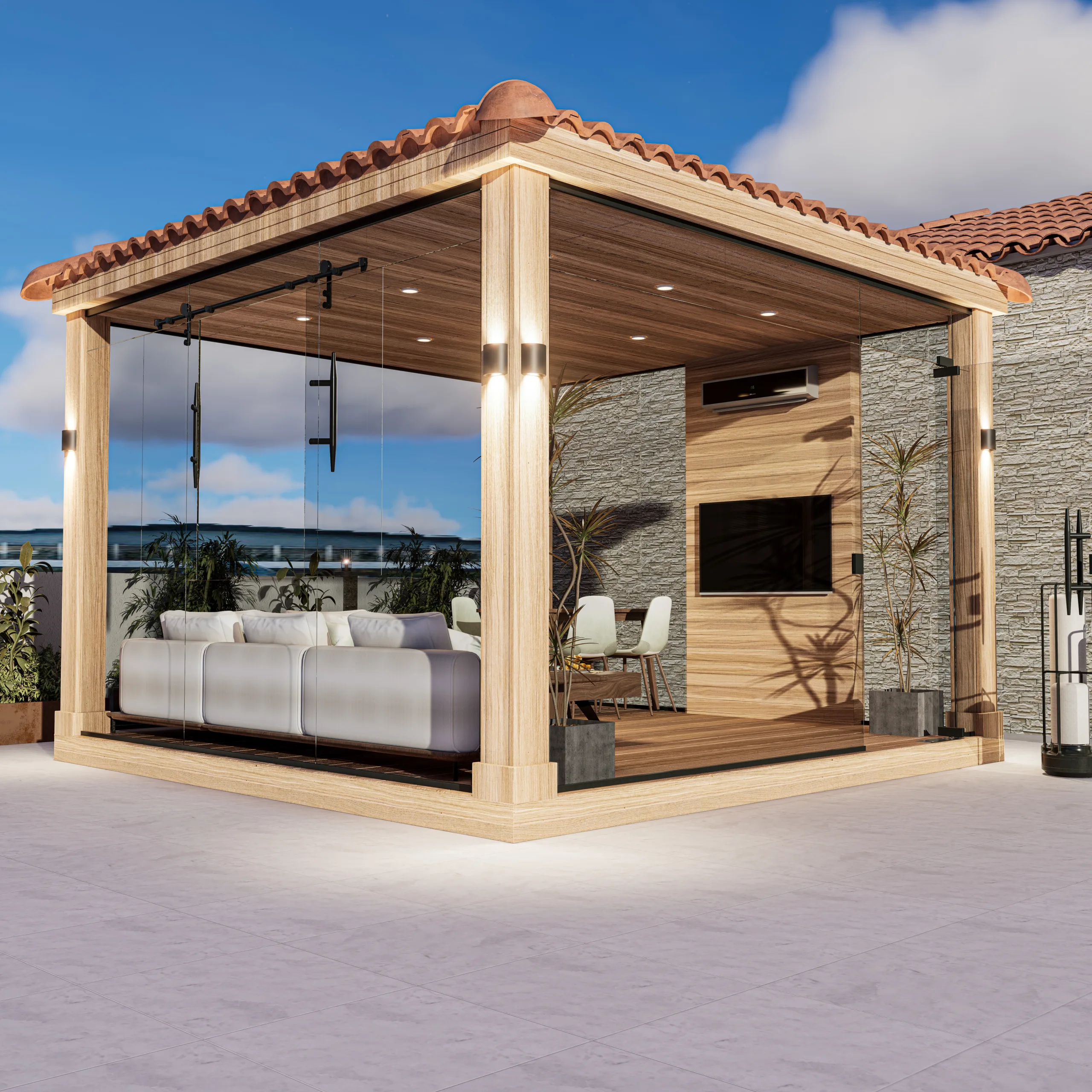 غرفة زجاج سيكوريت بأرضيه خشب تك 4 م * 4 م 2 غرفة زجاج سيكوريت بأرضيه خشب تك 4 م * 4 م الصورة 2