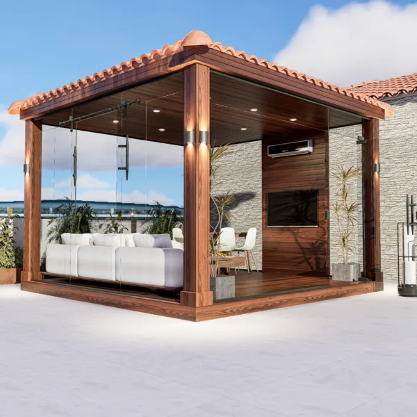 غرفة زجاج سيكوريت مزوده بأرضية خشب 4 م * 4 م