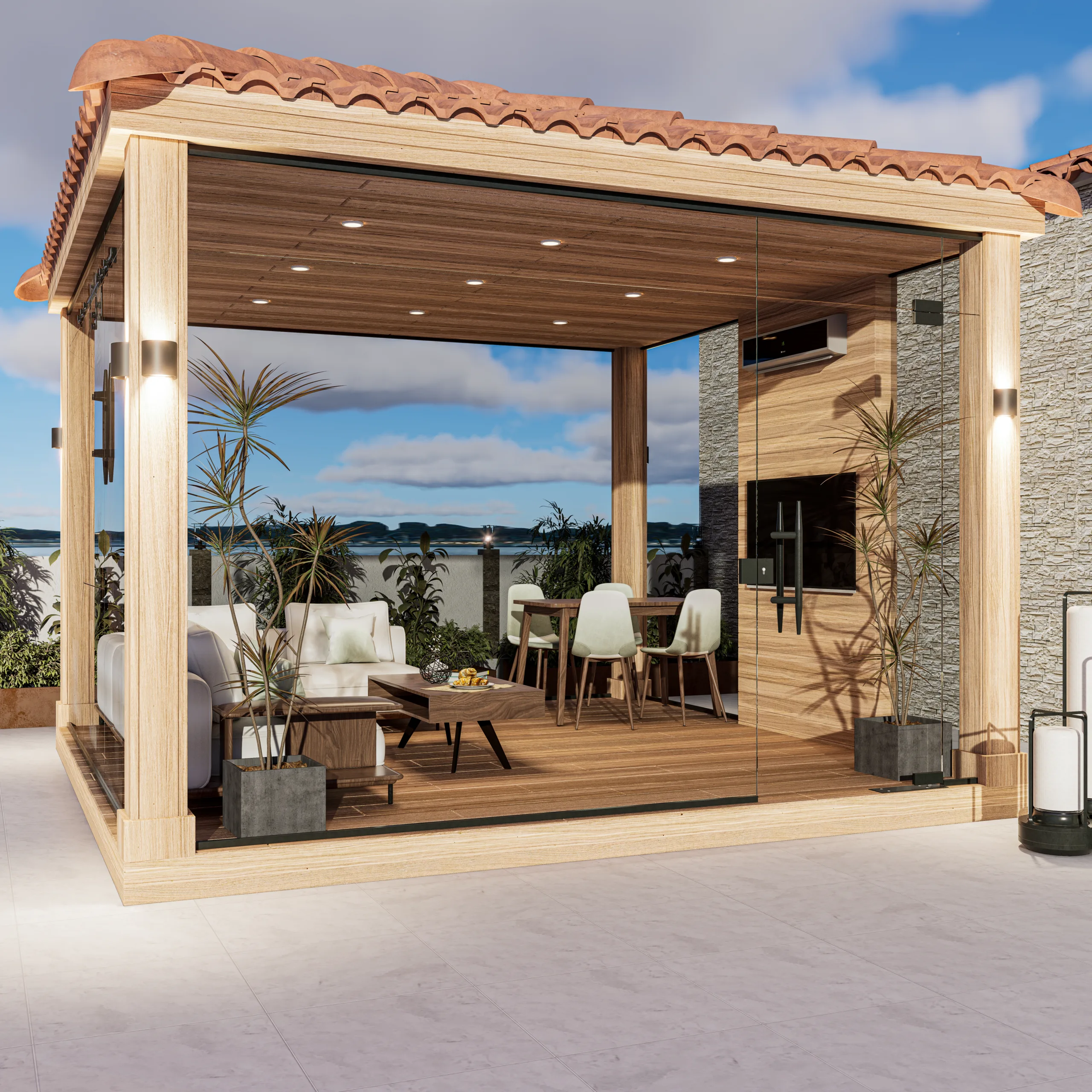 غرفة زجاج سيكوريت بأرضيه خشب تك 4 م * 4 م 5 غرفة زجاج سيكوريت بأرضيه خشب تك 4 م * 4 م الصورة 5